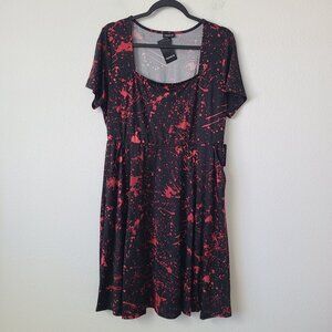 Torrid Halloween Blood Splatter A-Line Dress Plus Size 6X Black Red